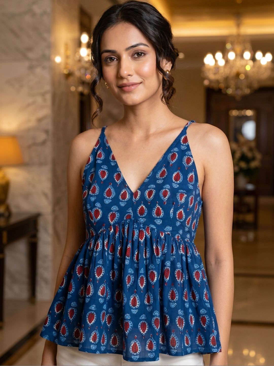 KALAMIR Print Ethnic Cotton Top