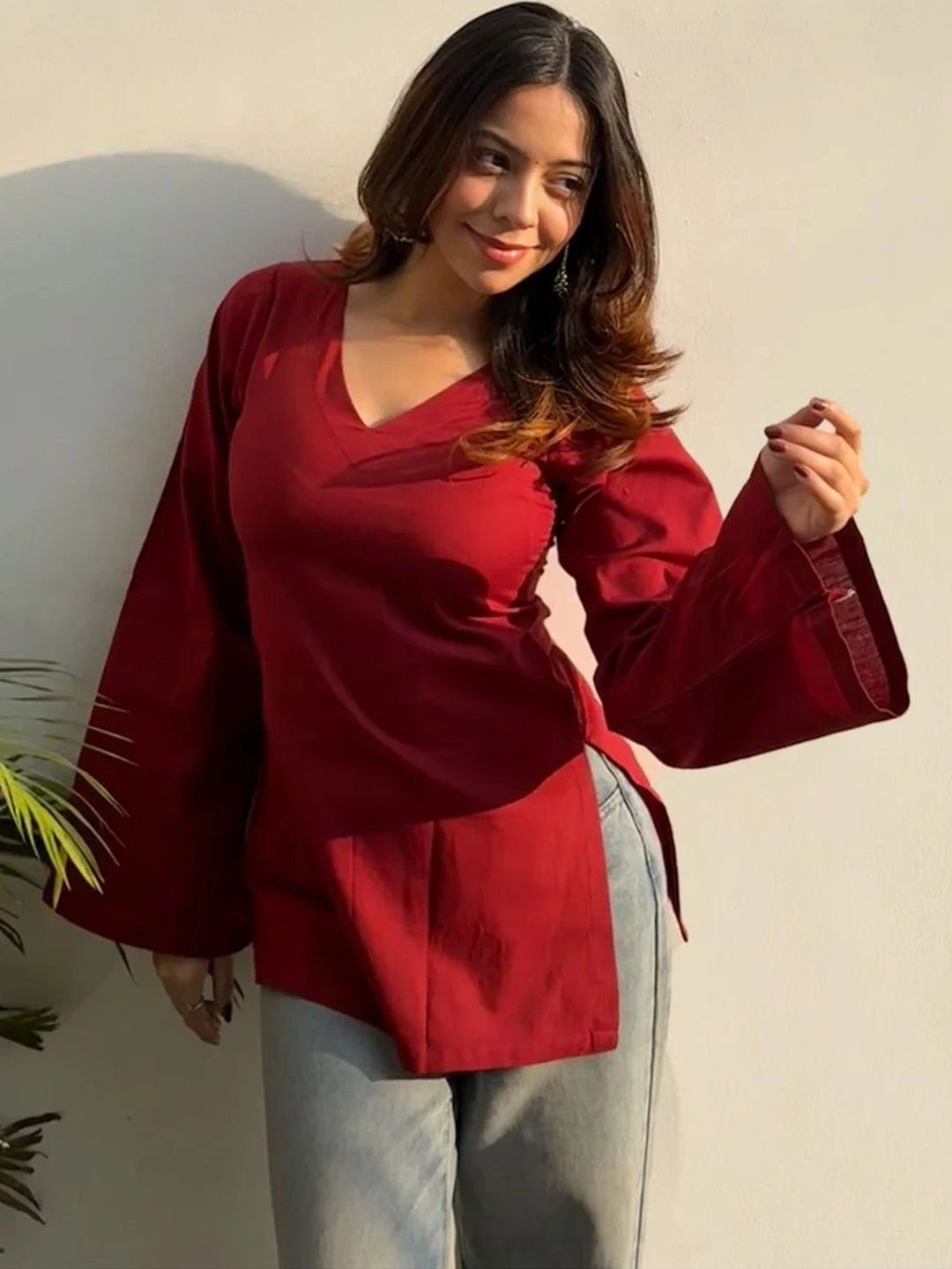 Aaghnya V-Neck Flared Sleeves Kurti-picture-21