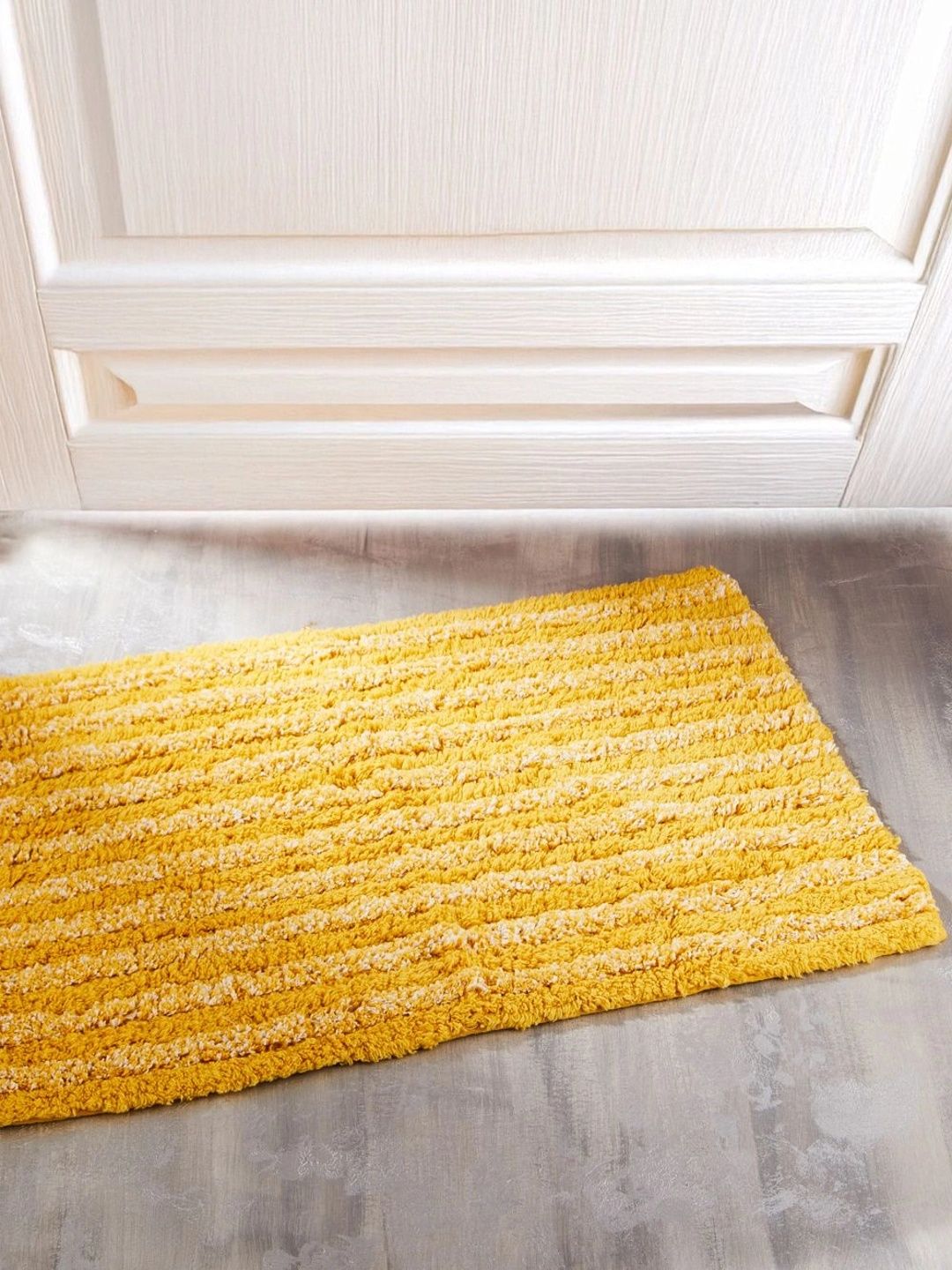Fabindia Yellow Woven Cotton Bath Rugs-image-46