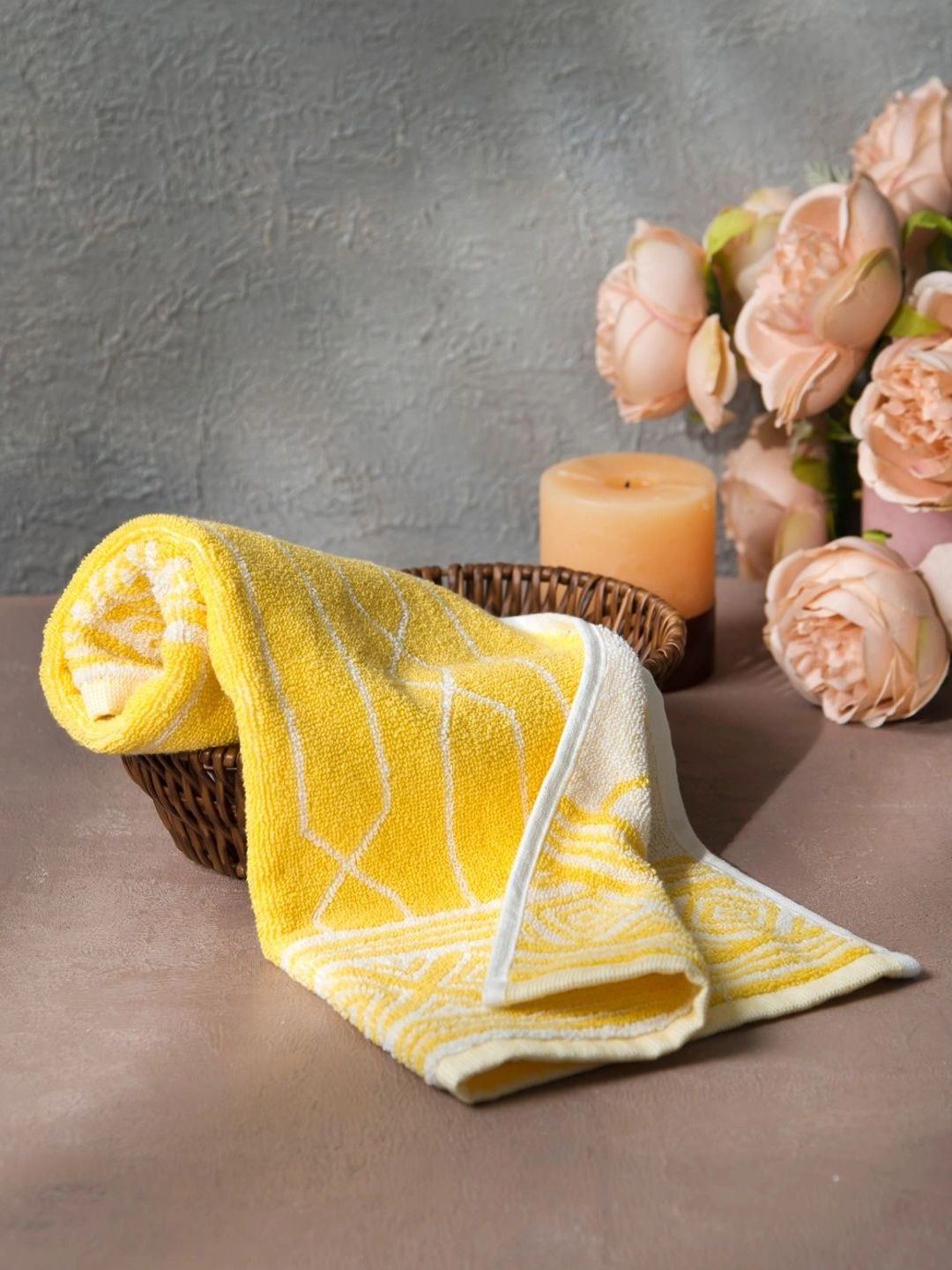 Fabindia Yellow 1 Printed Cotton 600 GSM Bath Towel-picture-12