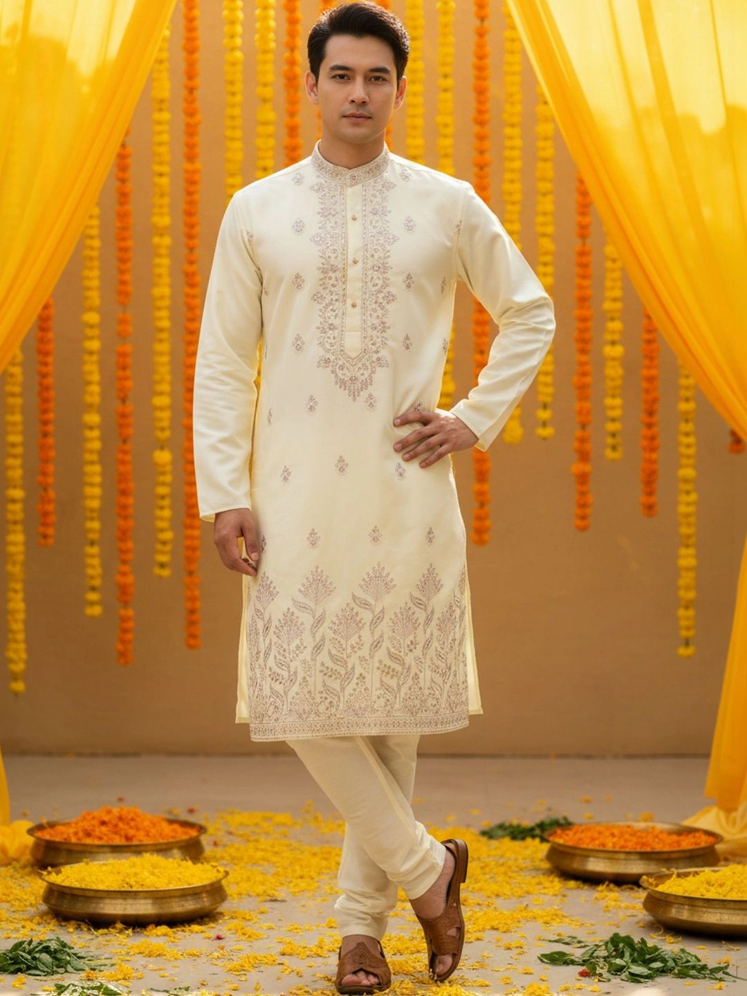 KASMEN CO. Men Embroidered Thread Work Kurta-picture-50