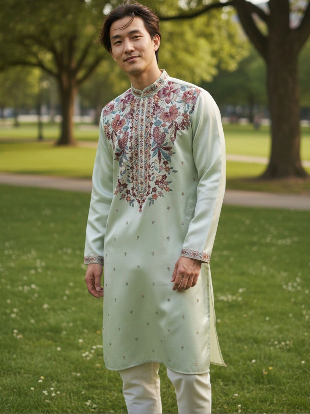 KASMEN CO. Men Floral Embroidered Thread Work Kurta-picture-56