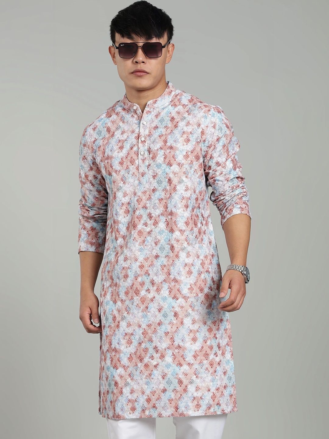 FABRIPPLE Men Geometric Printed Kurta-image-30