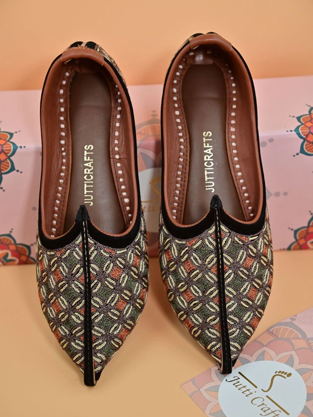 Jutti Crafts Men Embellished Ethnic Mojaris with Embroidered Flats-image-36