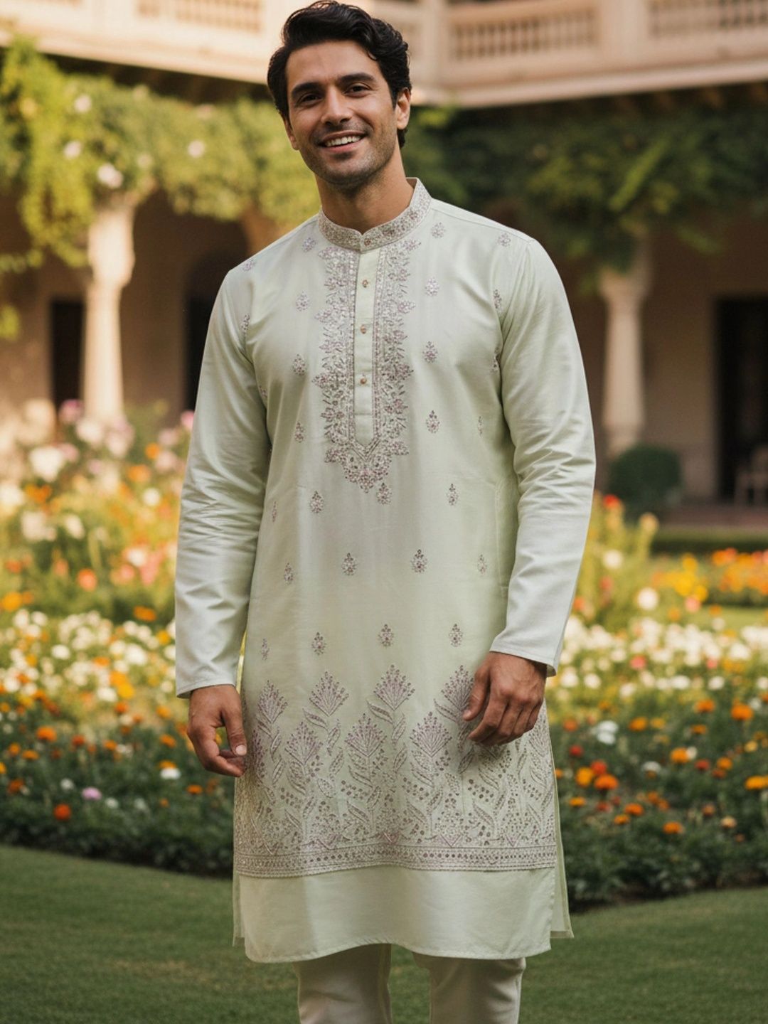 DUFFLE DOG Men Embellished Thread Work Kurta-picture-53