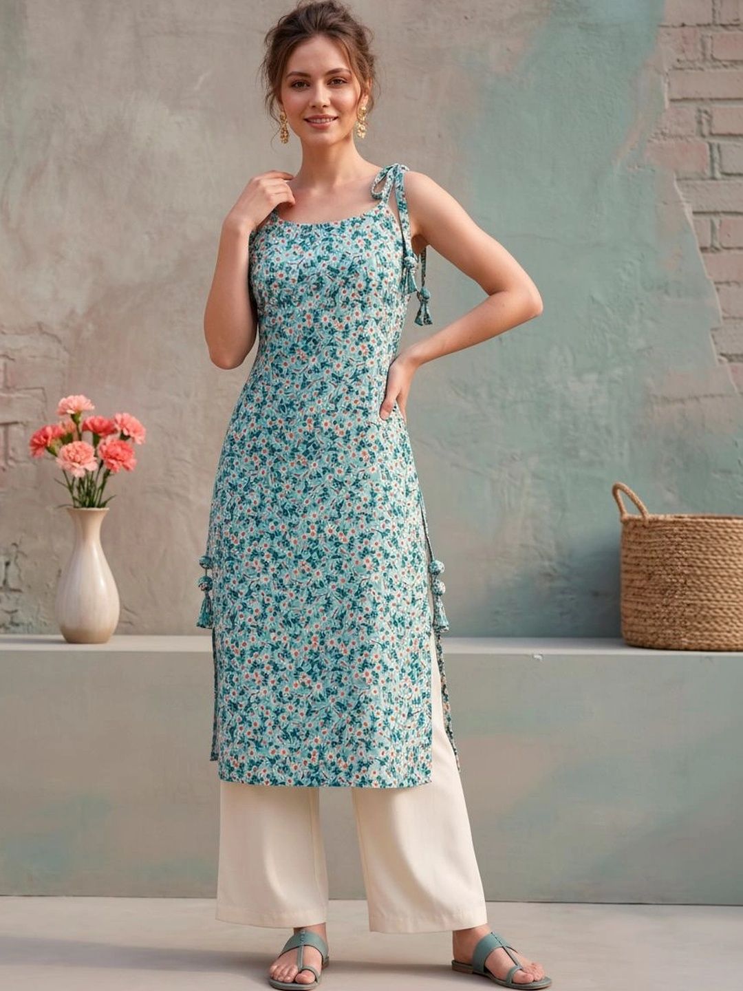 LIPS CROWN Floral Printed Square Neck Kurti-picture-56