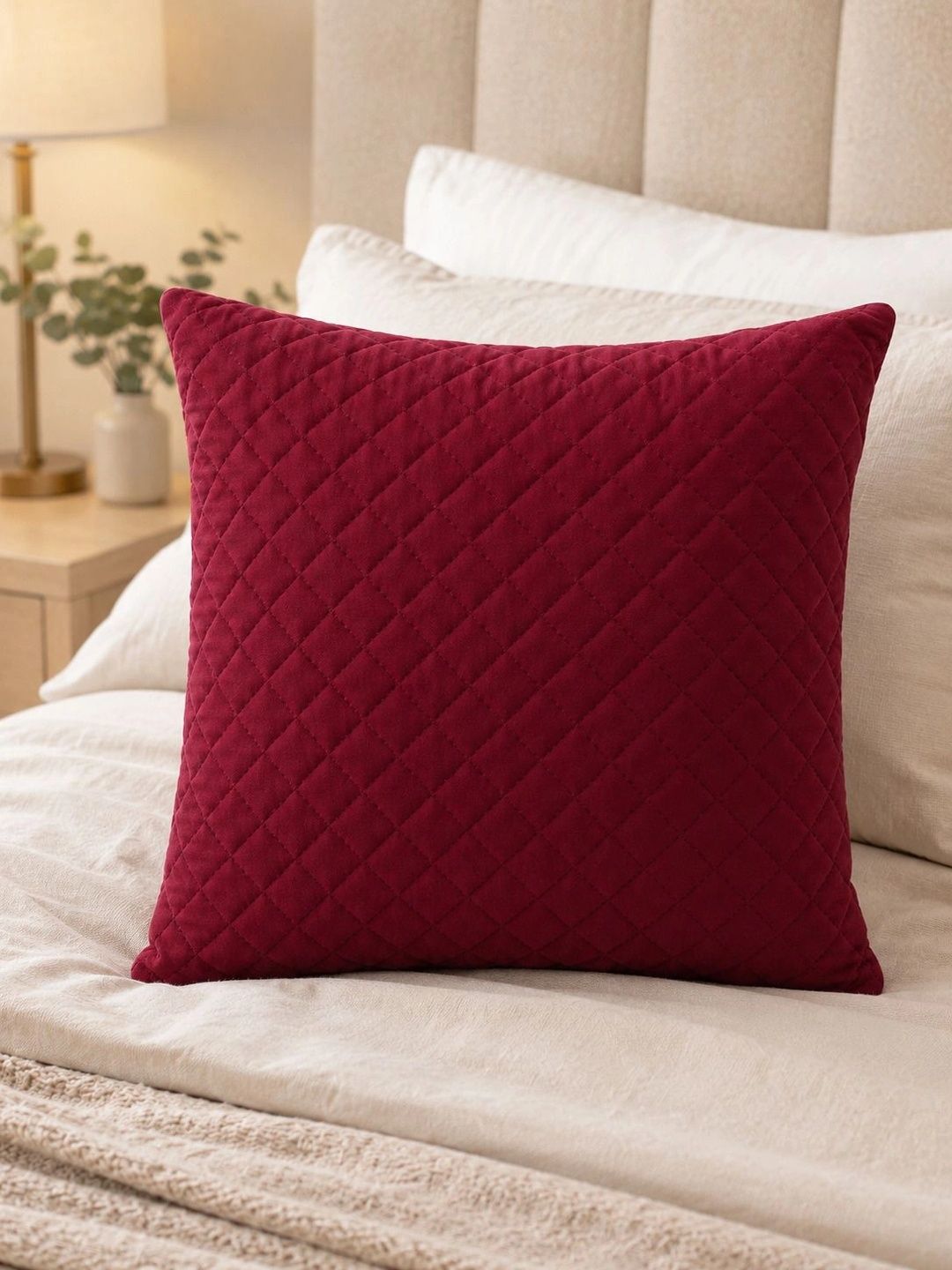 Pracwal Maroon Velvet Square Cushion Covers-image-32