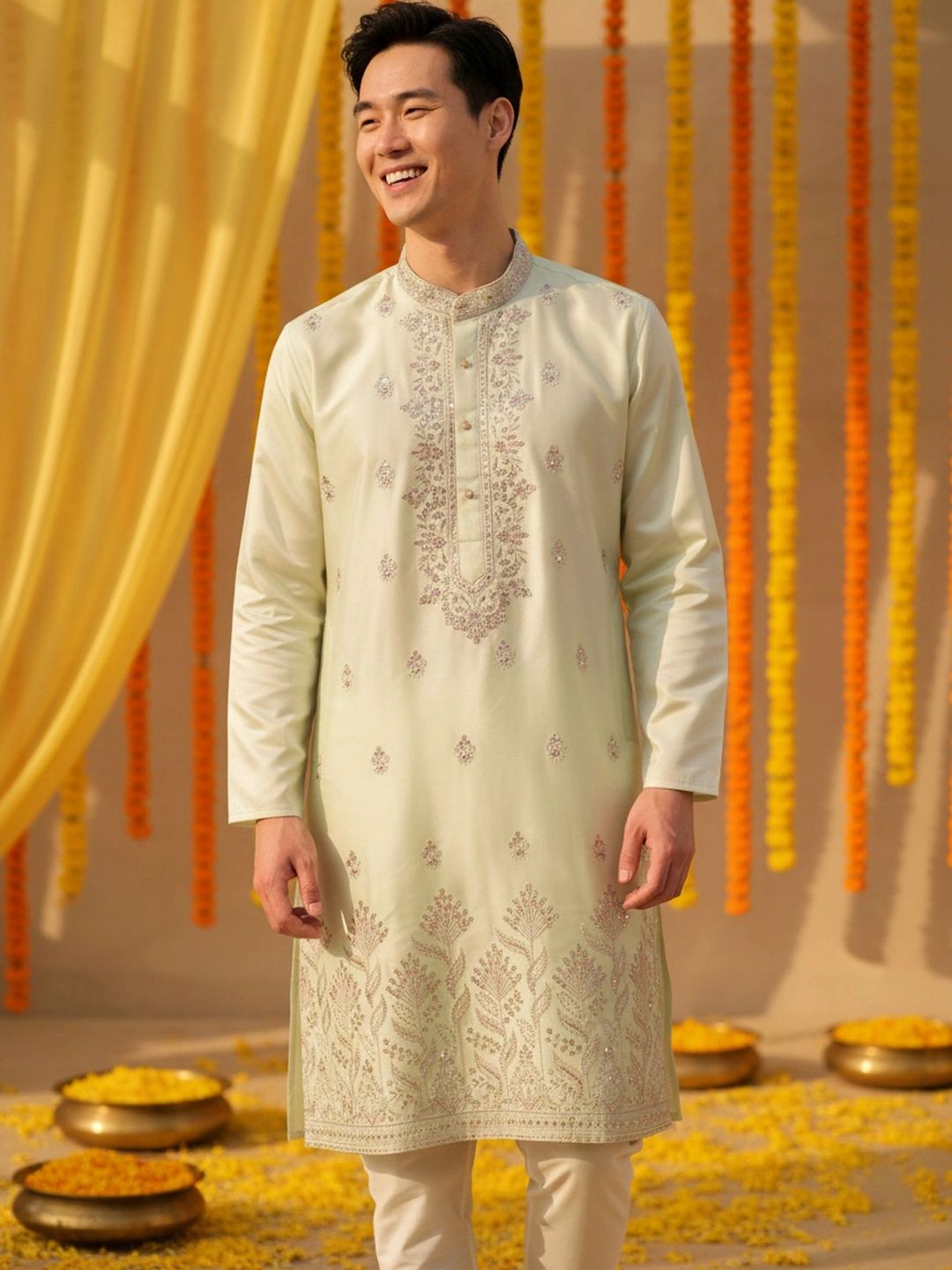 KASMEN CO. Men Ethnic Motifs Embroidered Kurta-picture-33