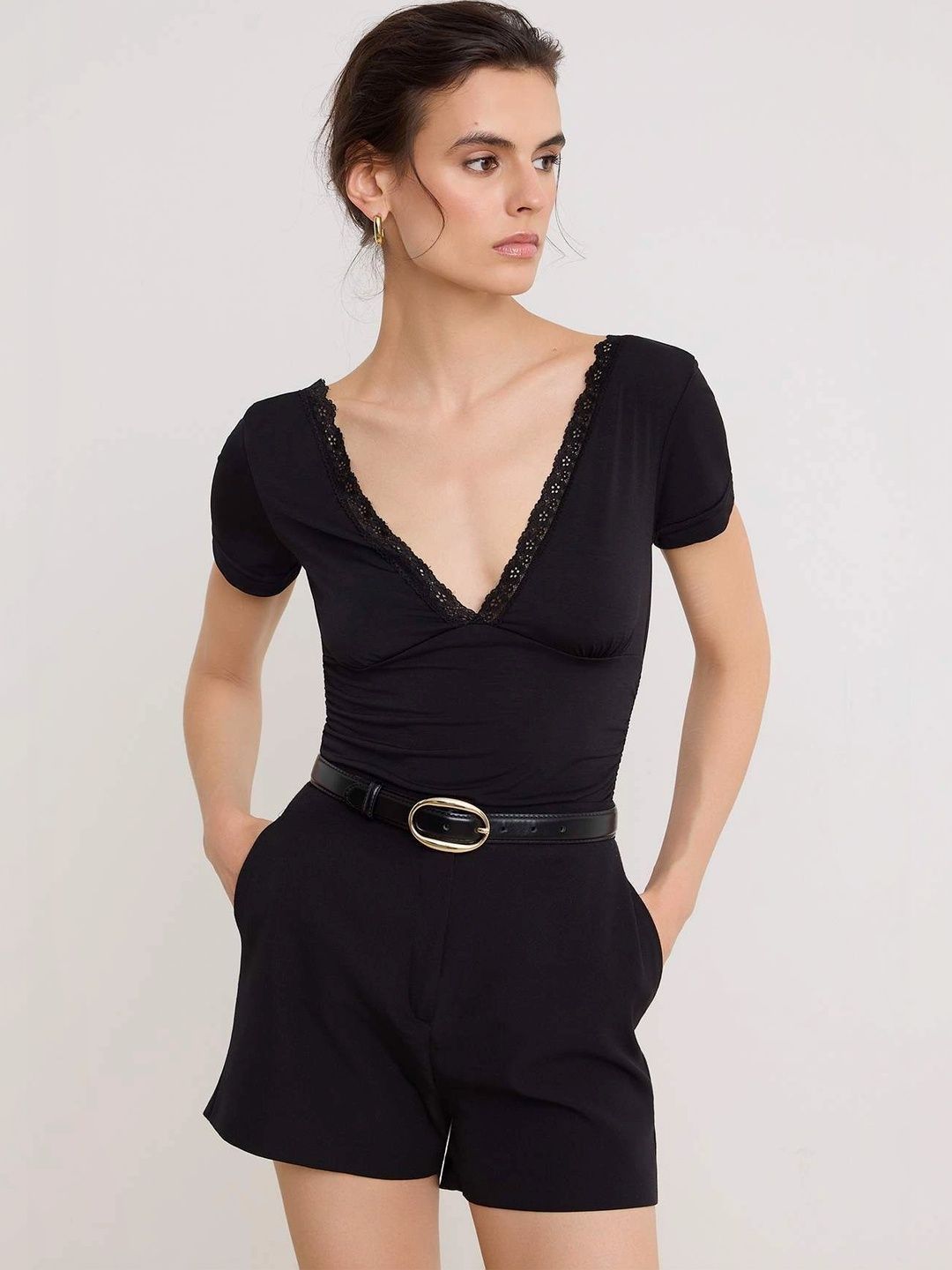 Trendyol Pure Cotton V-Neck Bodysuit-picture-23