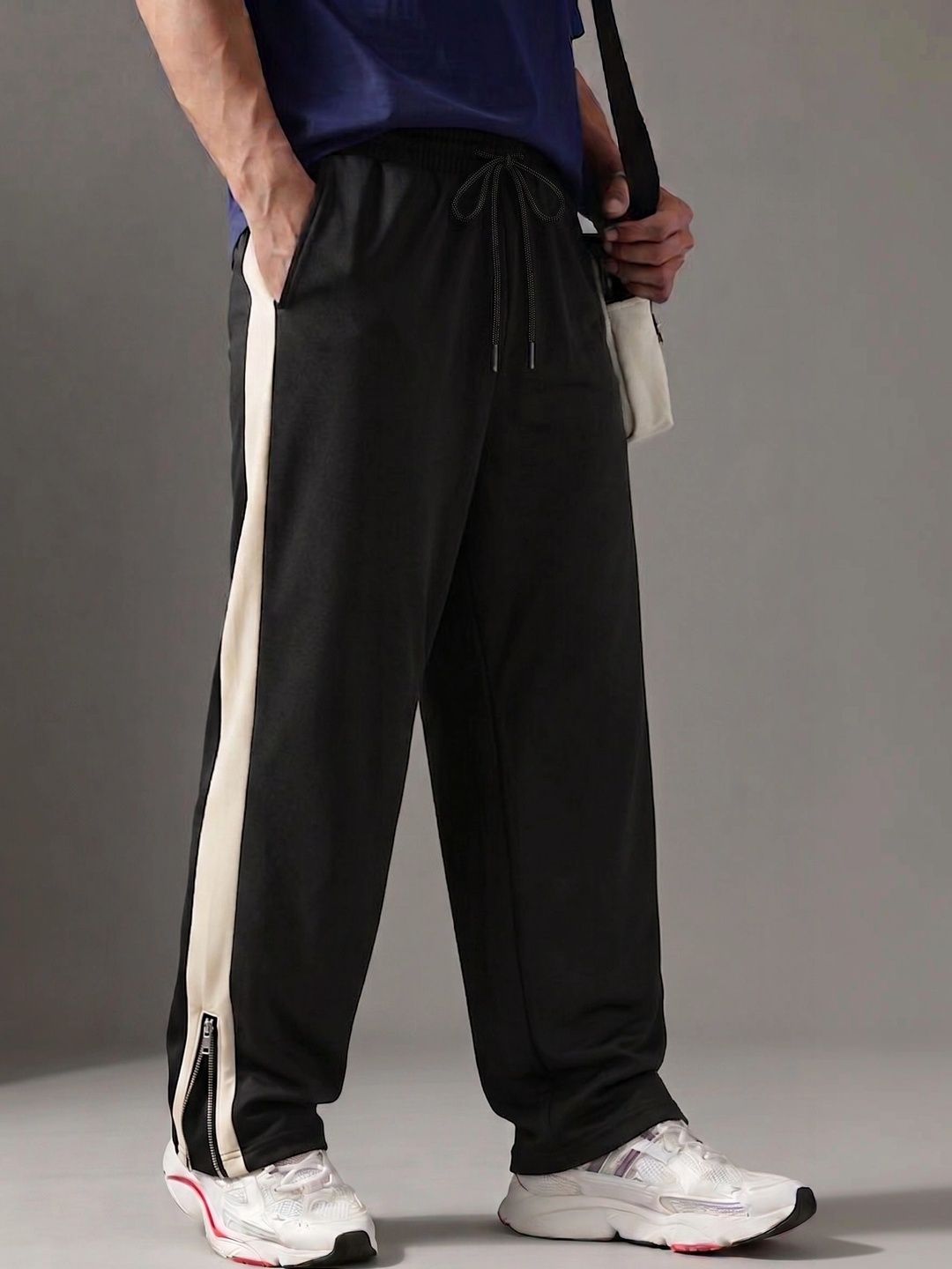 The Muted Threads Men Baggy Colourblocked Training Track Pants-picture-54