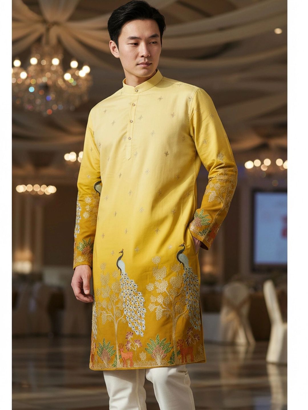 KASMEN CO. Men Ethnic Motifs Printed Thread Work Kurta-picture-14