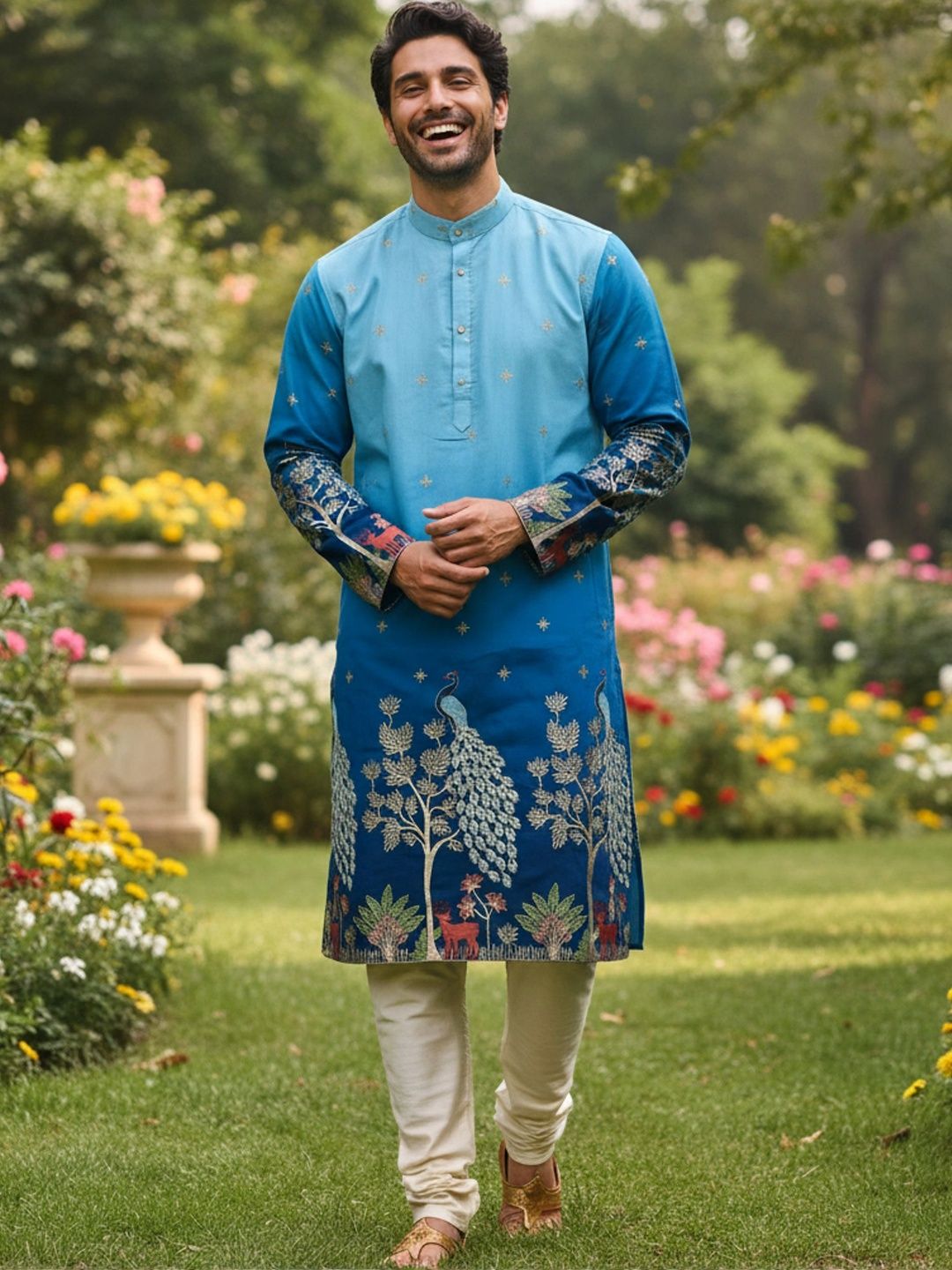 DUFFLE DOG Men Ethnic Motifs Embroidered Thread Work Indie Prints Kurta-picture-30
