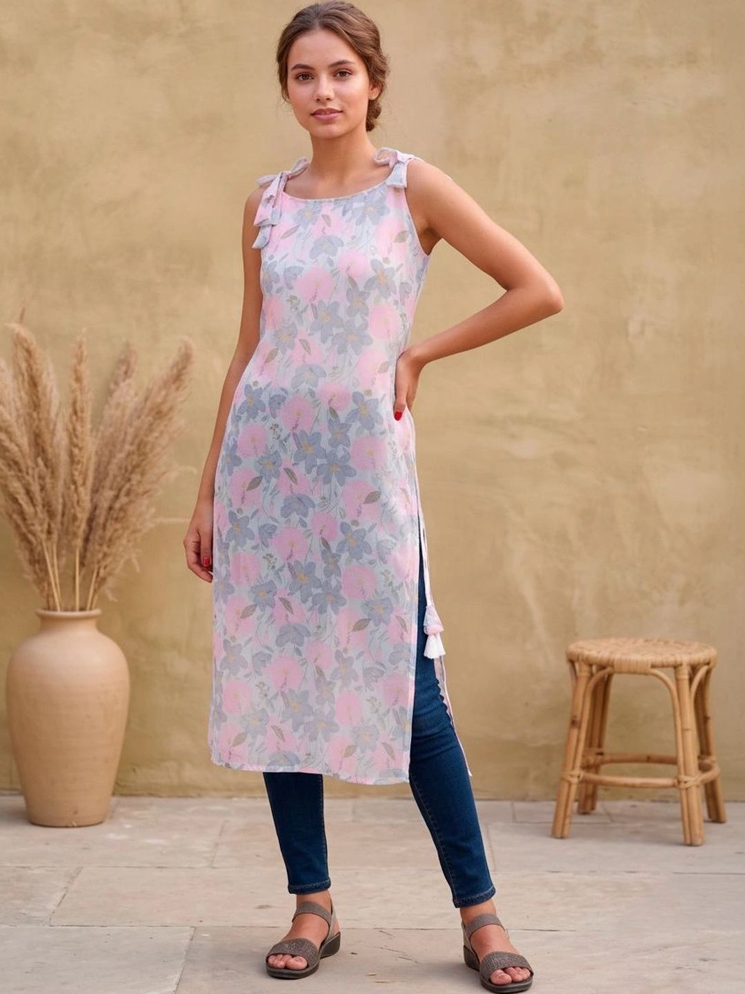 LIPS CROWN Floral Printed Boat Neck Kurti-picture-17