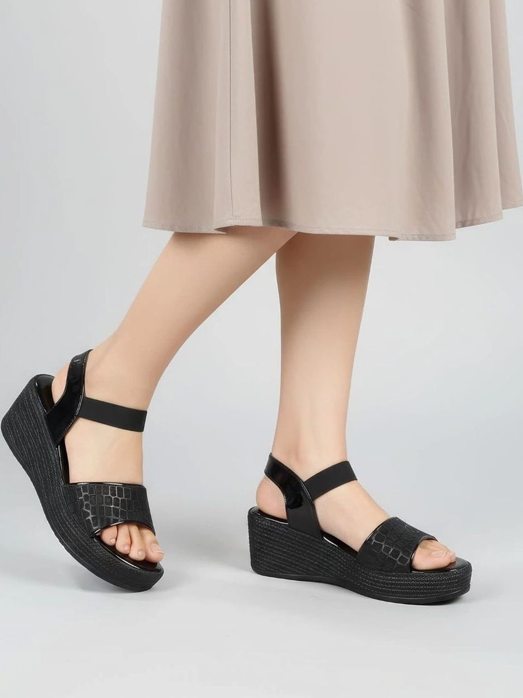 CORSICA Textured Wedge Sandals-image-30