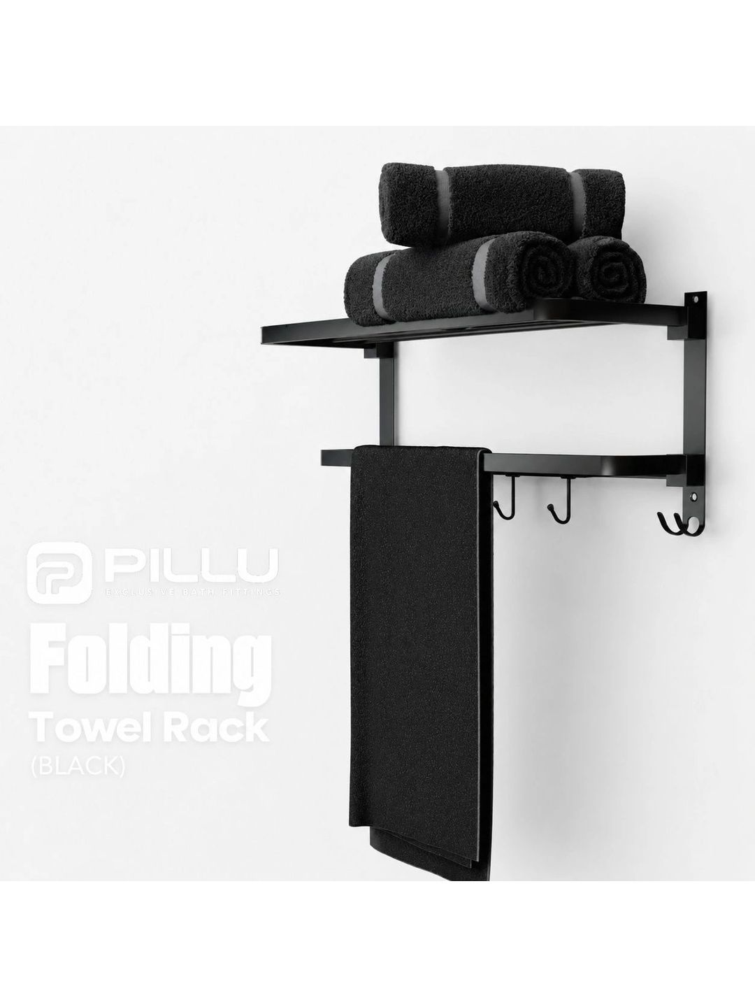 PilluBathFitting Black Solid Stainless Steel Towel Holder-image-21