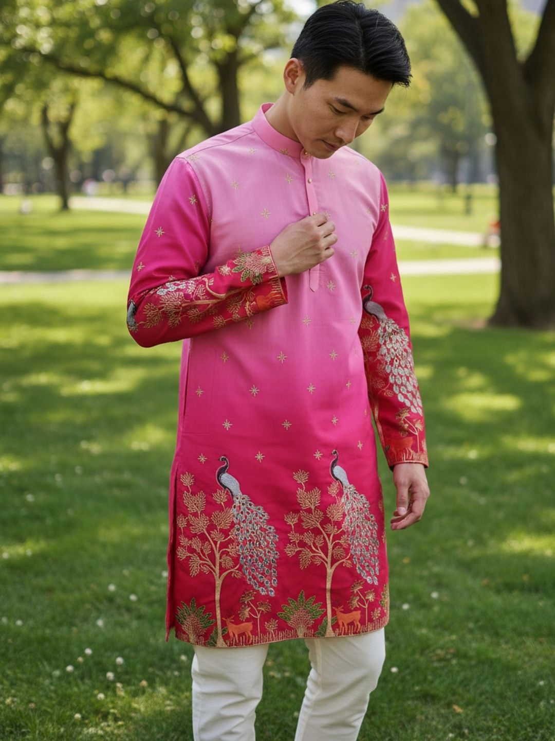 KASMEN CO. Men Ethnic Motifs Embroidered Thread Work Kurta-picture-20