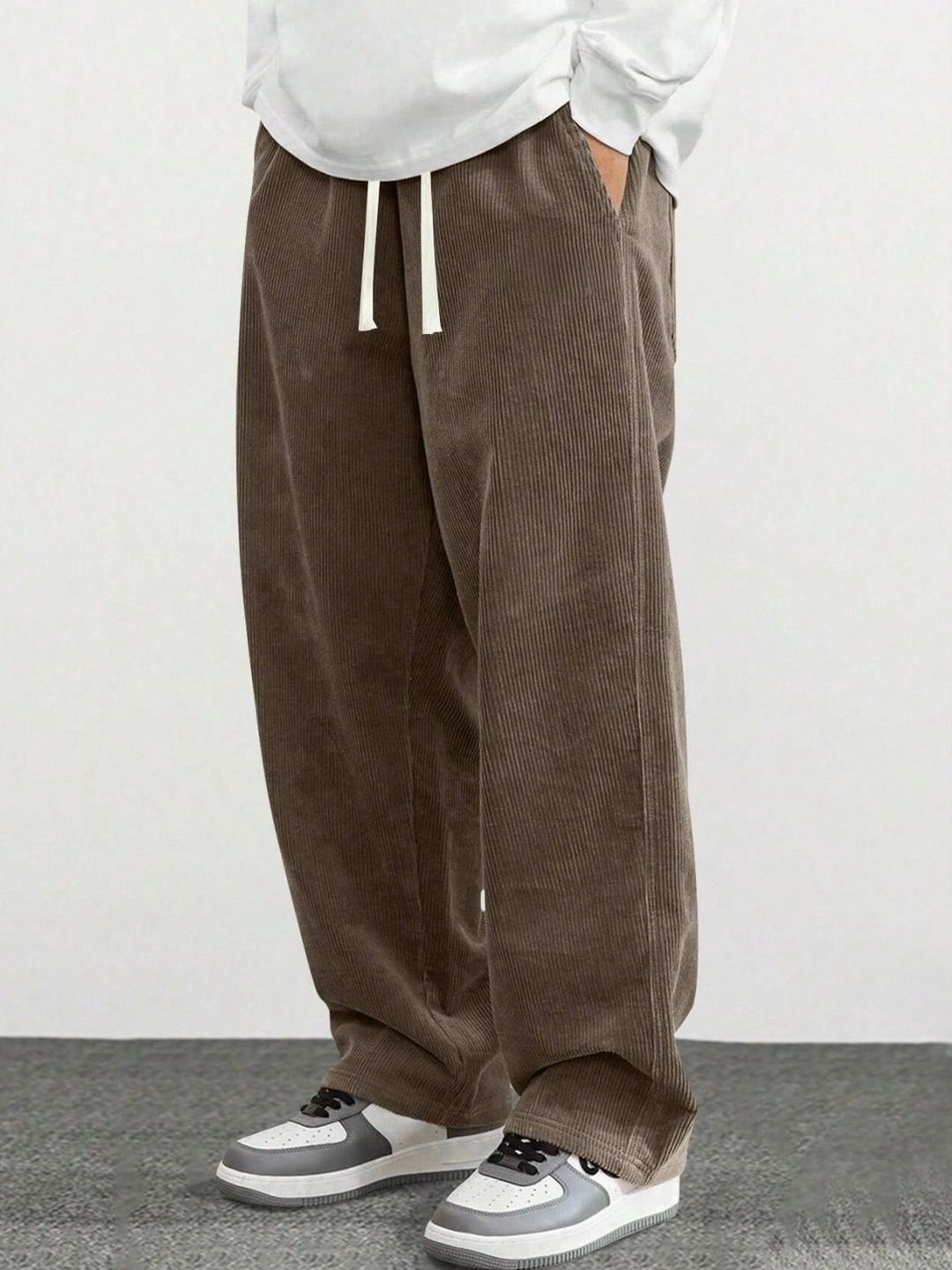 Imsa Moda Men High-Rise Corduroy Trousers-picture-2