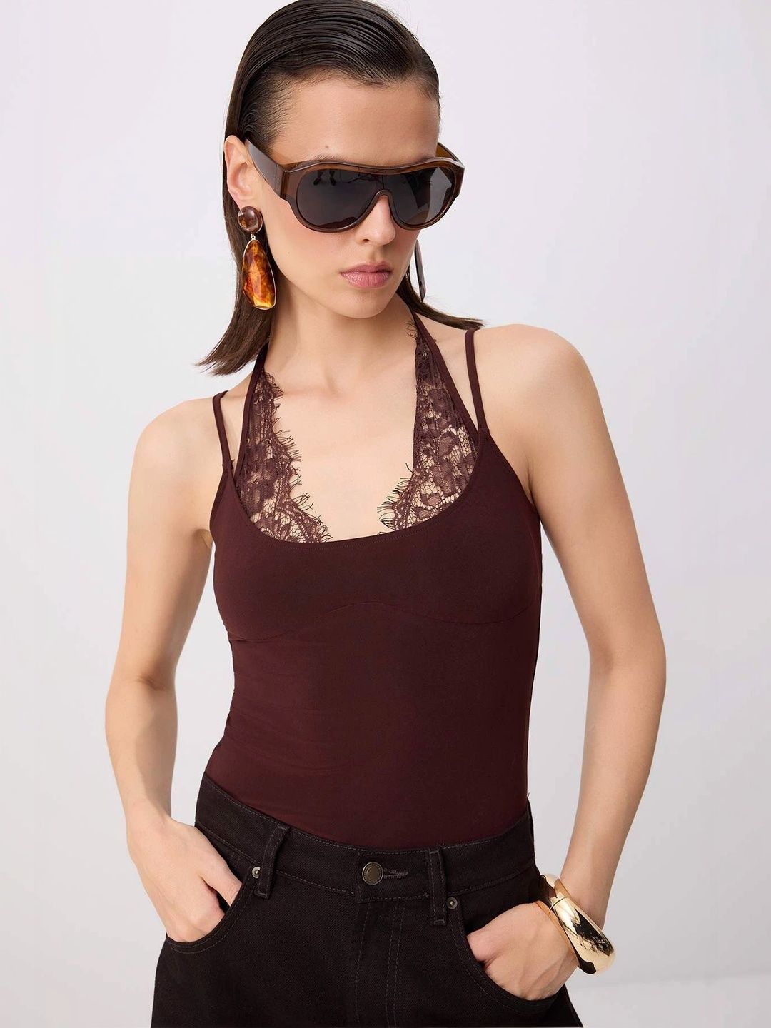 Trendyol Embellished Halter Neck Bodysuit-picture-50