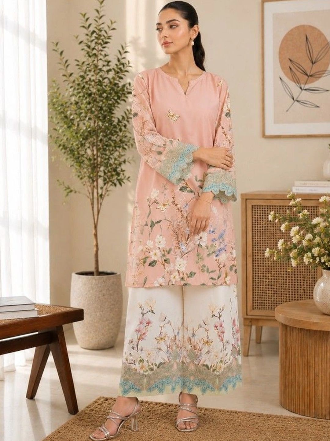 SZN Women Floral Printed Regular Kurta with Palazzos-image-32