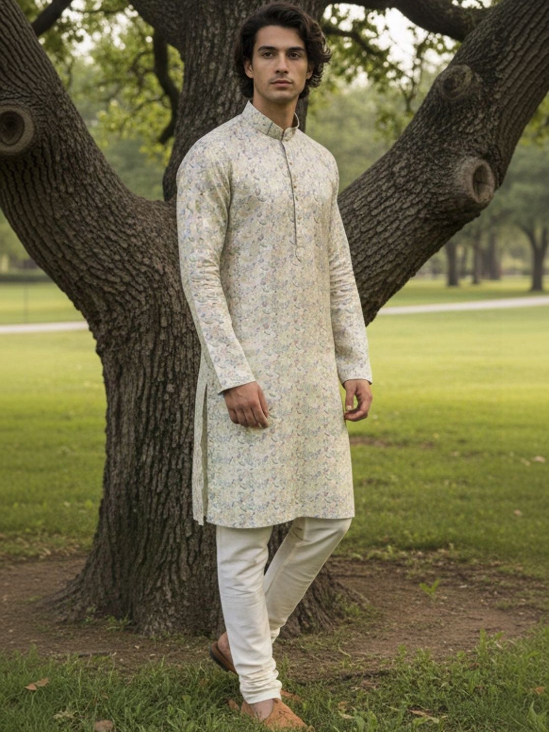 DUFFLE DOG Men Floral Printed Kurta-picture-15