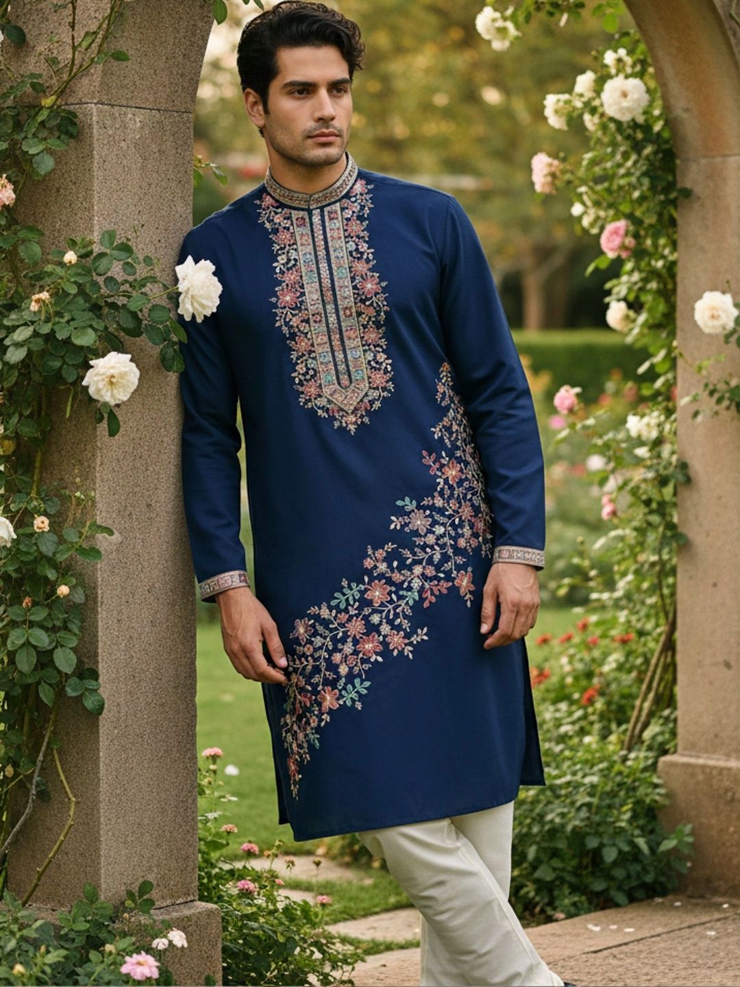 DUFFLE DOG Men Embellished Thread Work Kurta-picture-29
