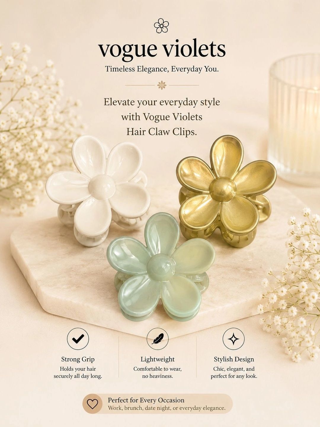 Vogue Violets Women Set of 3 Claw Clip-image-46