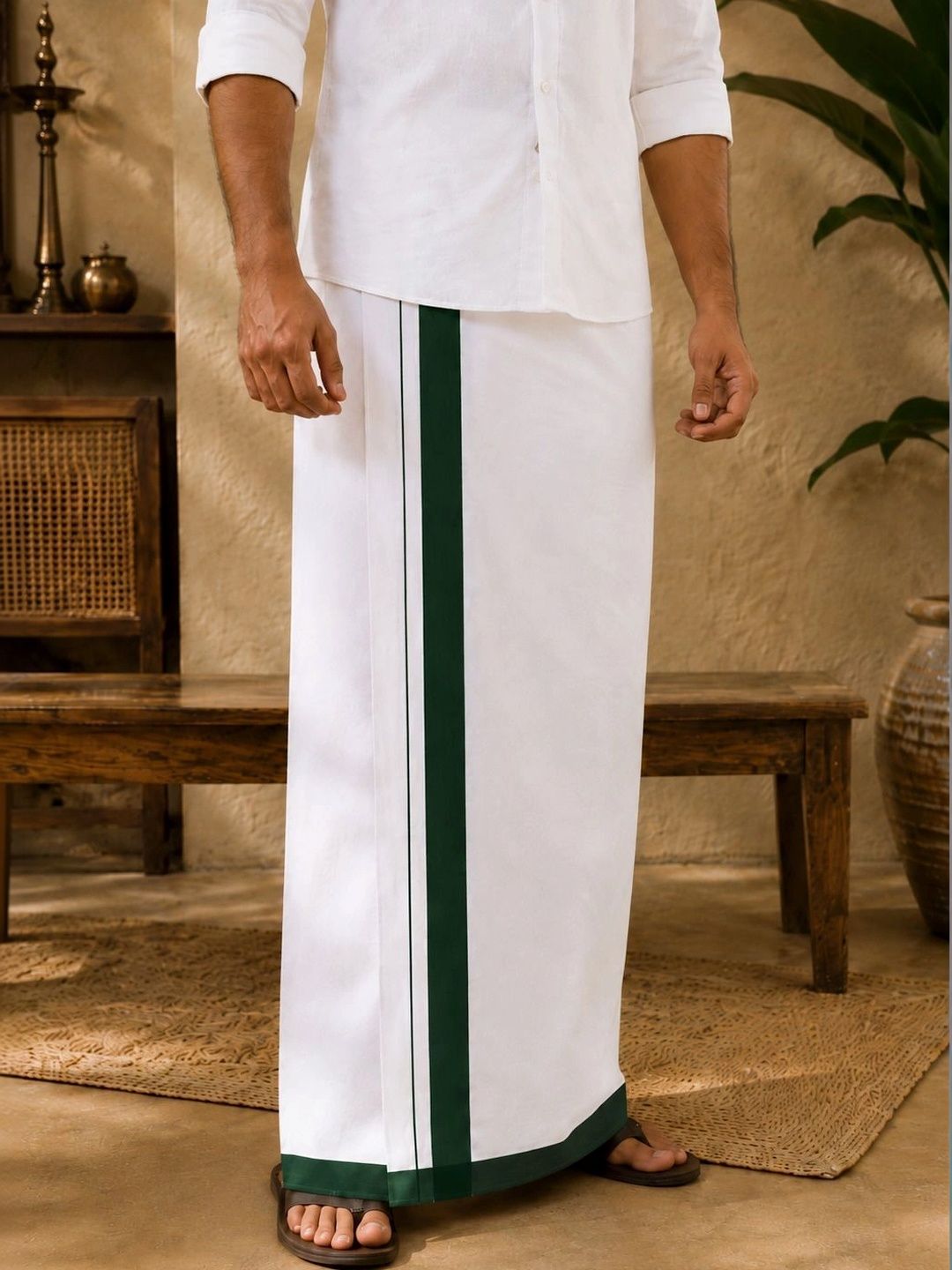 AKESHAVAM Men Striped Cotton Dhoti Dhotis-picture-42