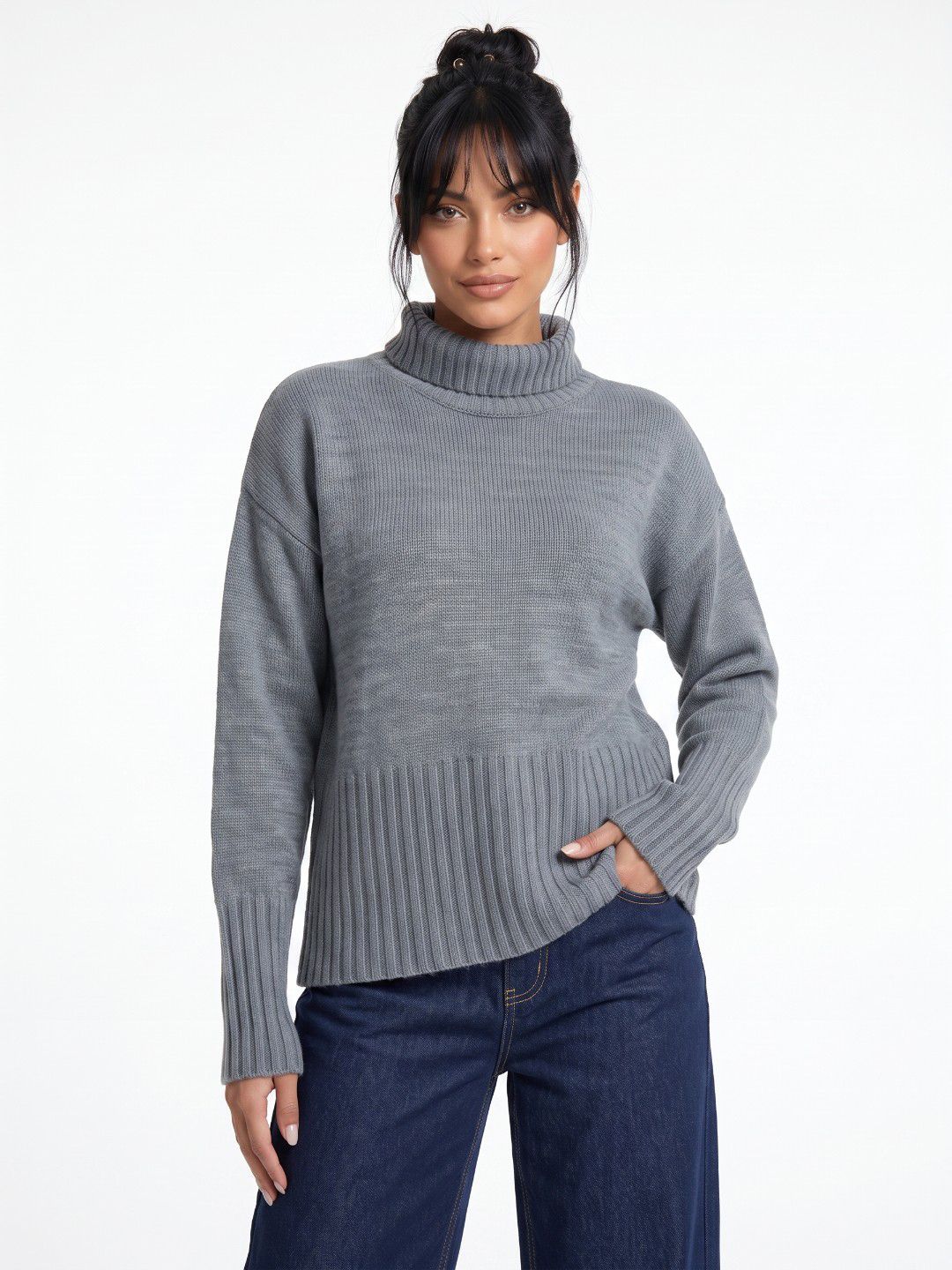 glitchez Turtle Neck Ribbed Pullover-picture-29