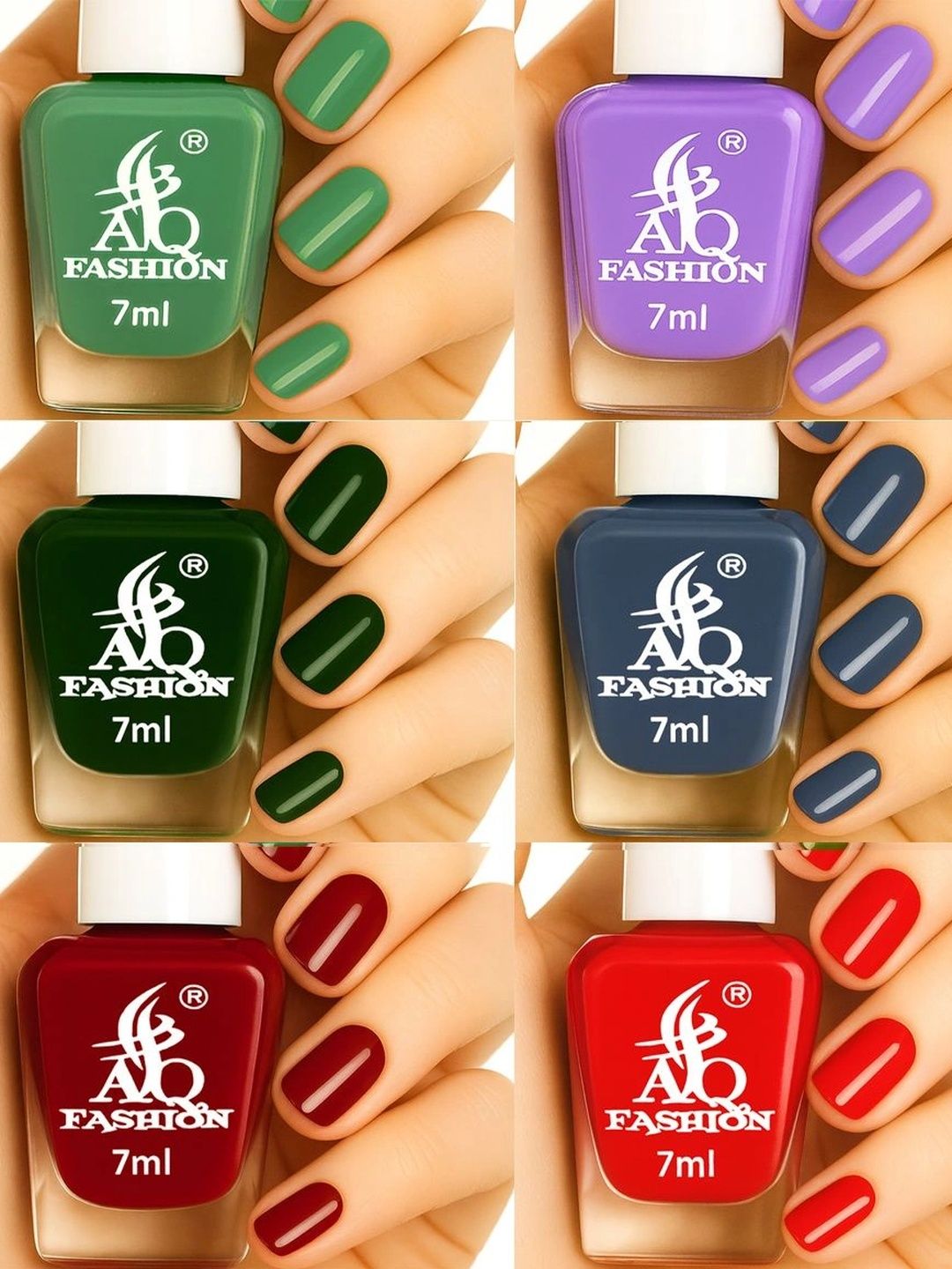 AQ FASHION Set Of 6 Long Lasting Nail Polish - 7 ml Each - Set No BC4148-image-48
