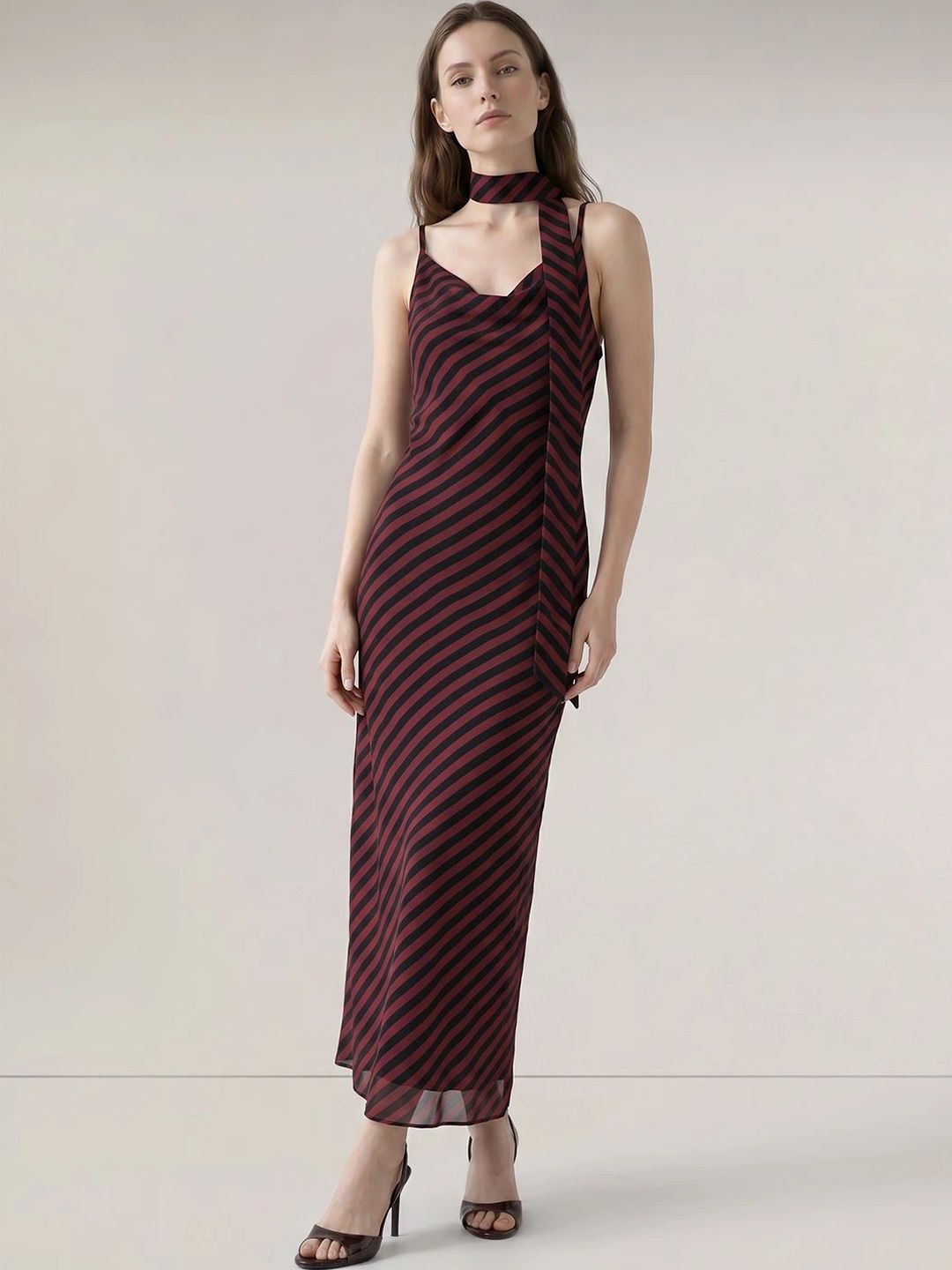 Vero Moda Striped Formal Sheath Midi Dress-image-43