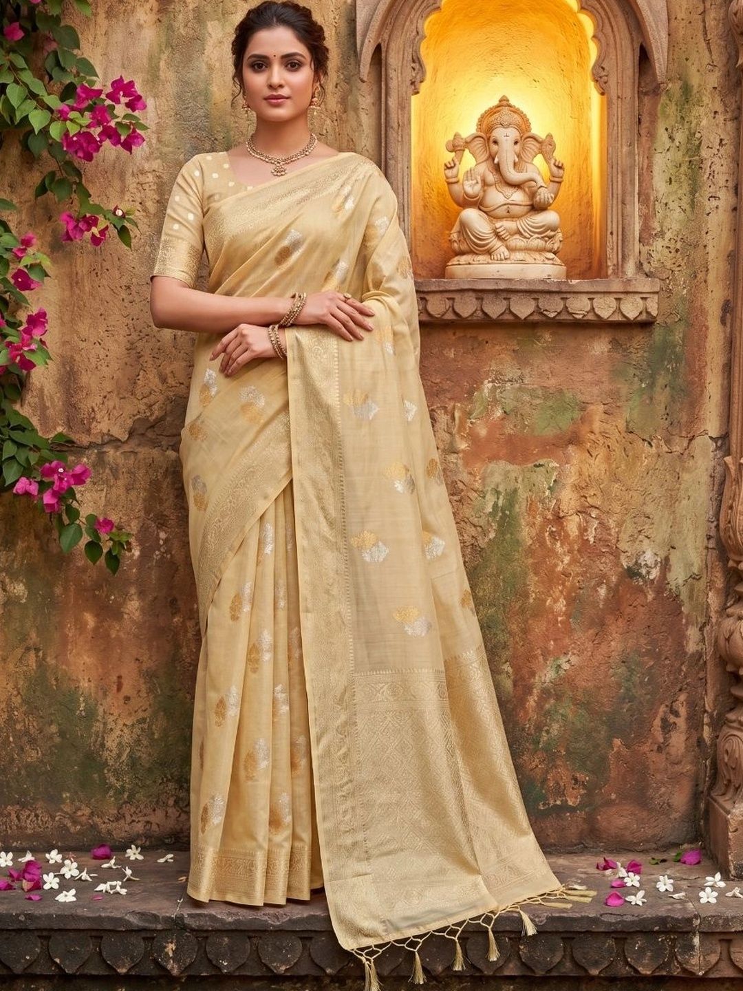 PARVATI FABRICS LIMITED Woven Design Zari Pure Cotton Banarasi Saree-picture-40