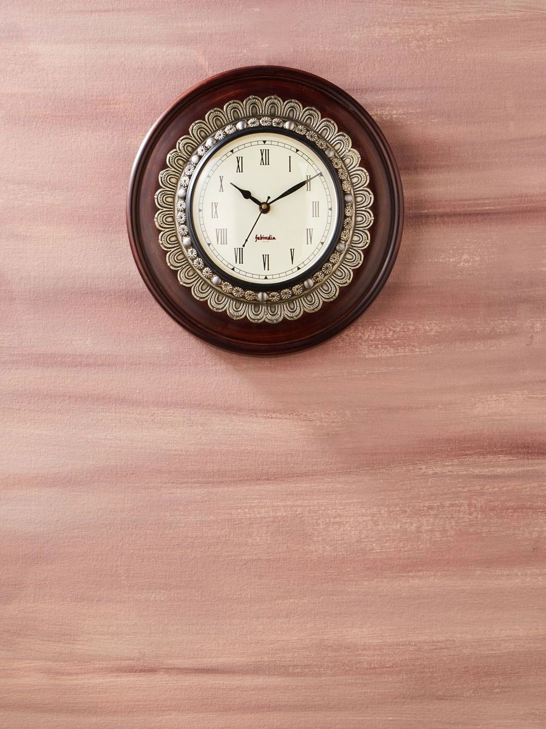 Fabindia Brown Embellished Traditional Wall Clock-image-24