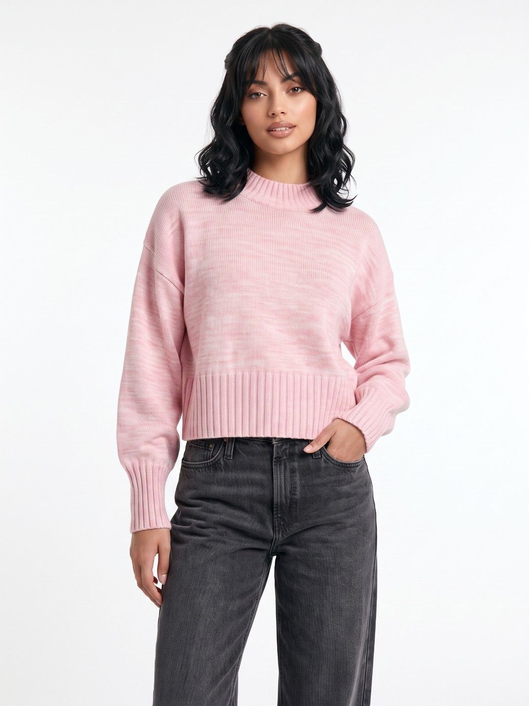 glitchez High Neck Knitted Crop Pullover-image-47