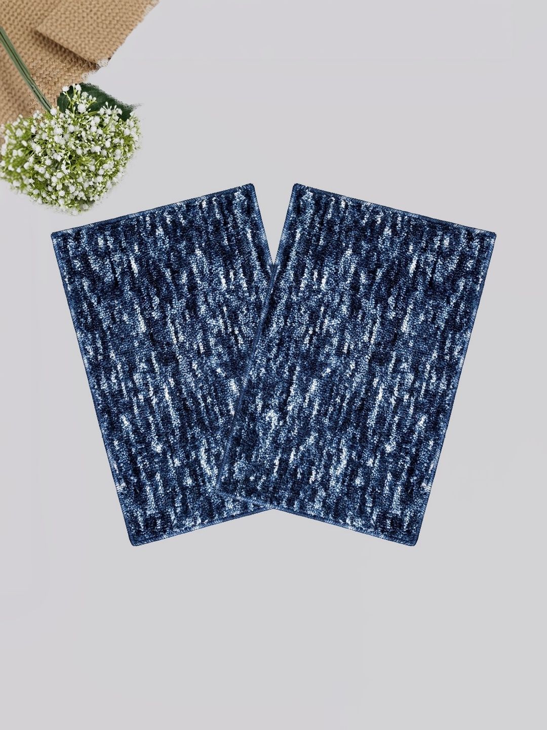DECOVIA 2-Pcs Blue Anti Skid Absorbent Bath Rugs-image-45