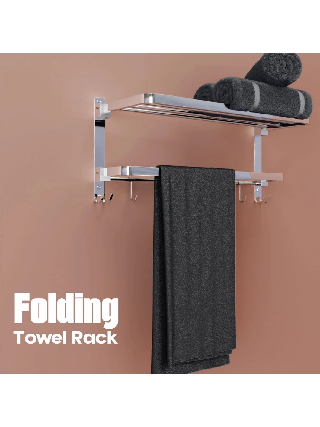 PilluBathFitting Silver-Toned Solid Stainless Steel Towel Holder-image-20