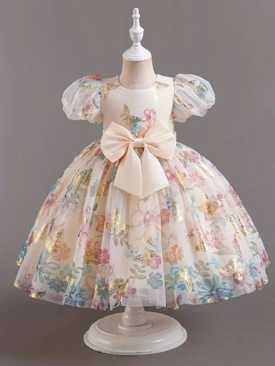 SKYCARRY Floral Print Puff Sleeve A-Line Dress-picture-50