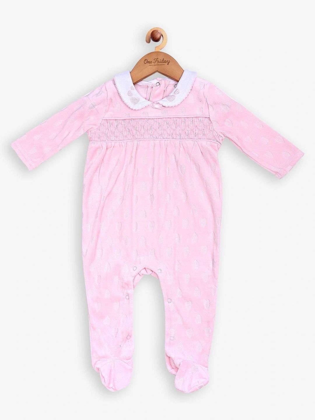 One Friday Infant Girls Printed Cotton Peter Pan Collar Rompers-picture-54