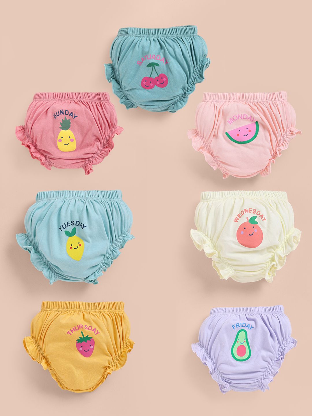 Simply Infant Girls Pack of 7 Printed Pure Cotton Basic Briefs-picture-11