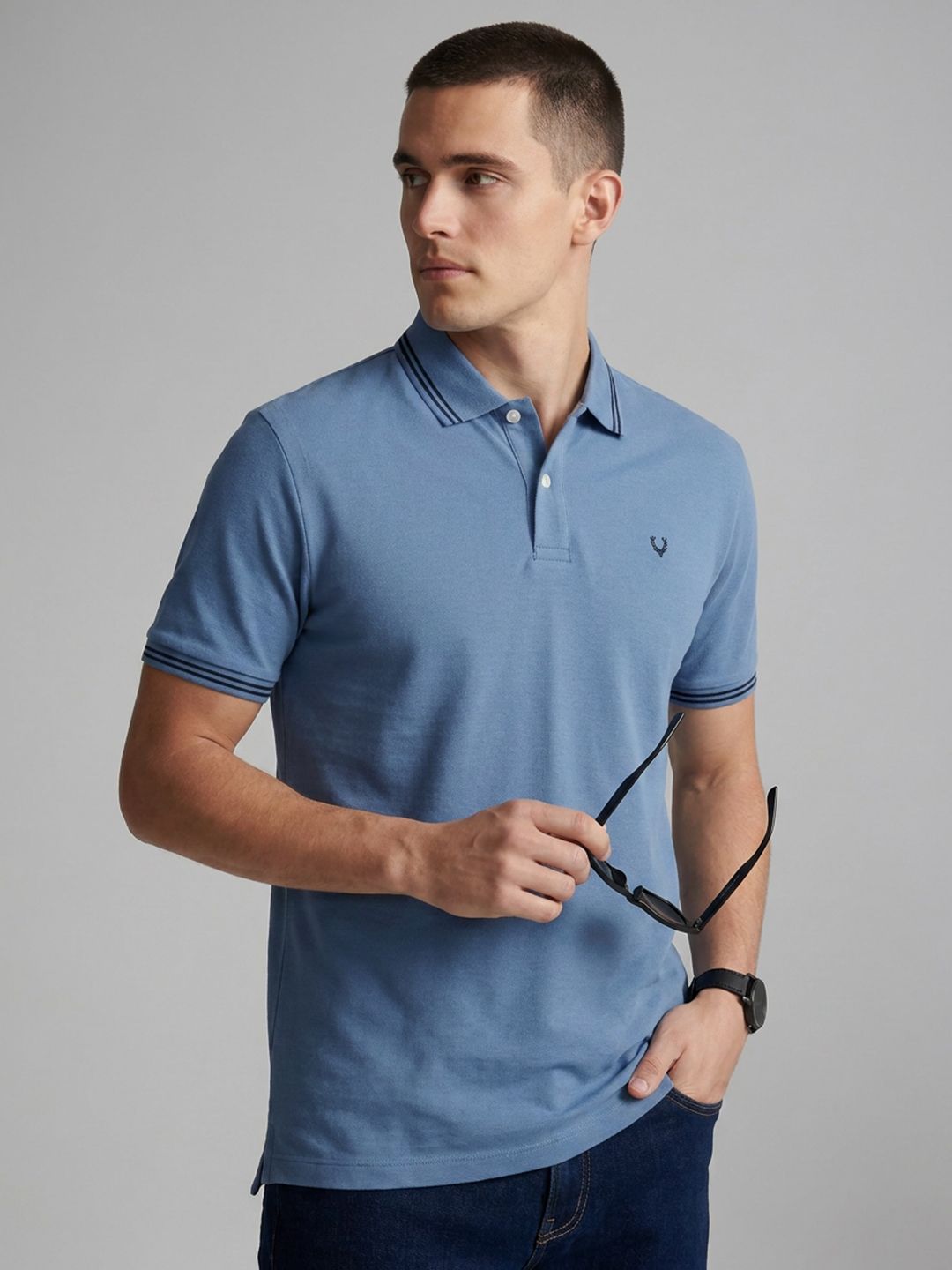 Allen Solly Polo Collar Pure Cotton Slim Fit T-shirt-picture-35
