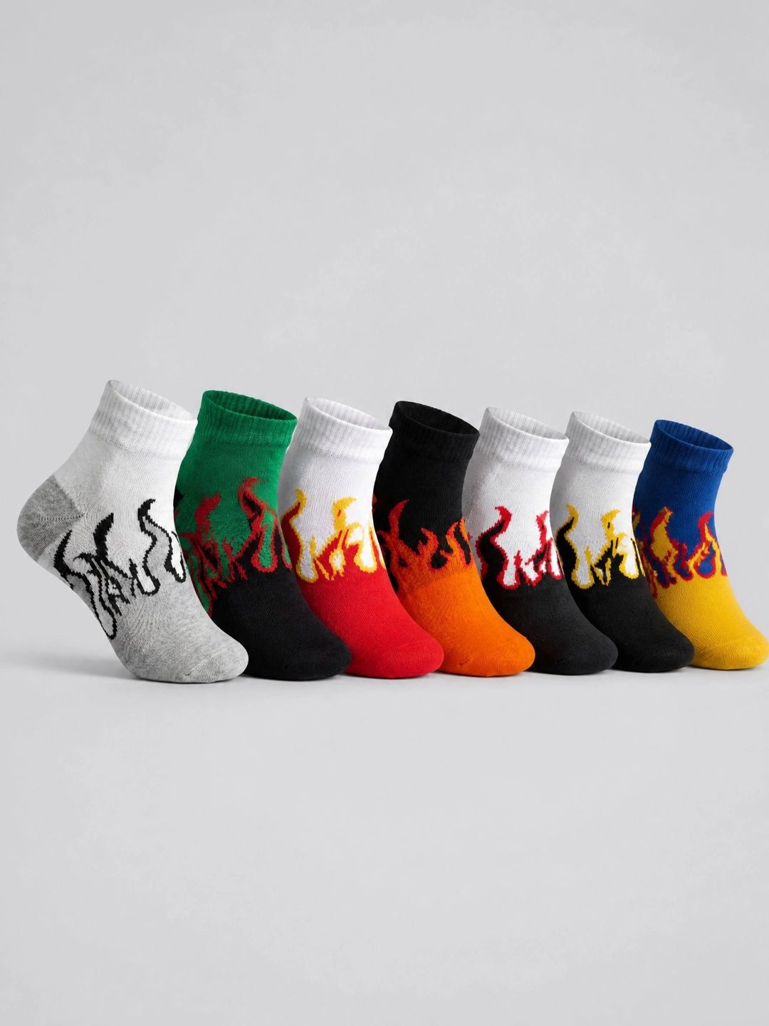 Moda Rapido Men Pack of 7 Cotton Blend Patterned Ankle Length Socks-picture-54