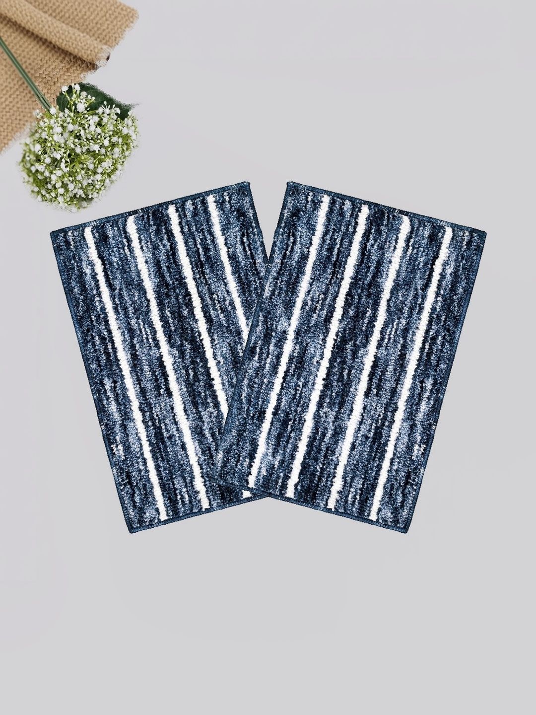 DECOVIA 2-Pcs Blue Anti Skid Absorbent Bath Rugs-image-44