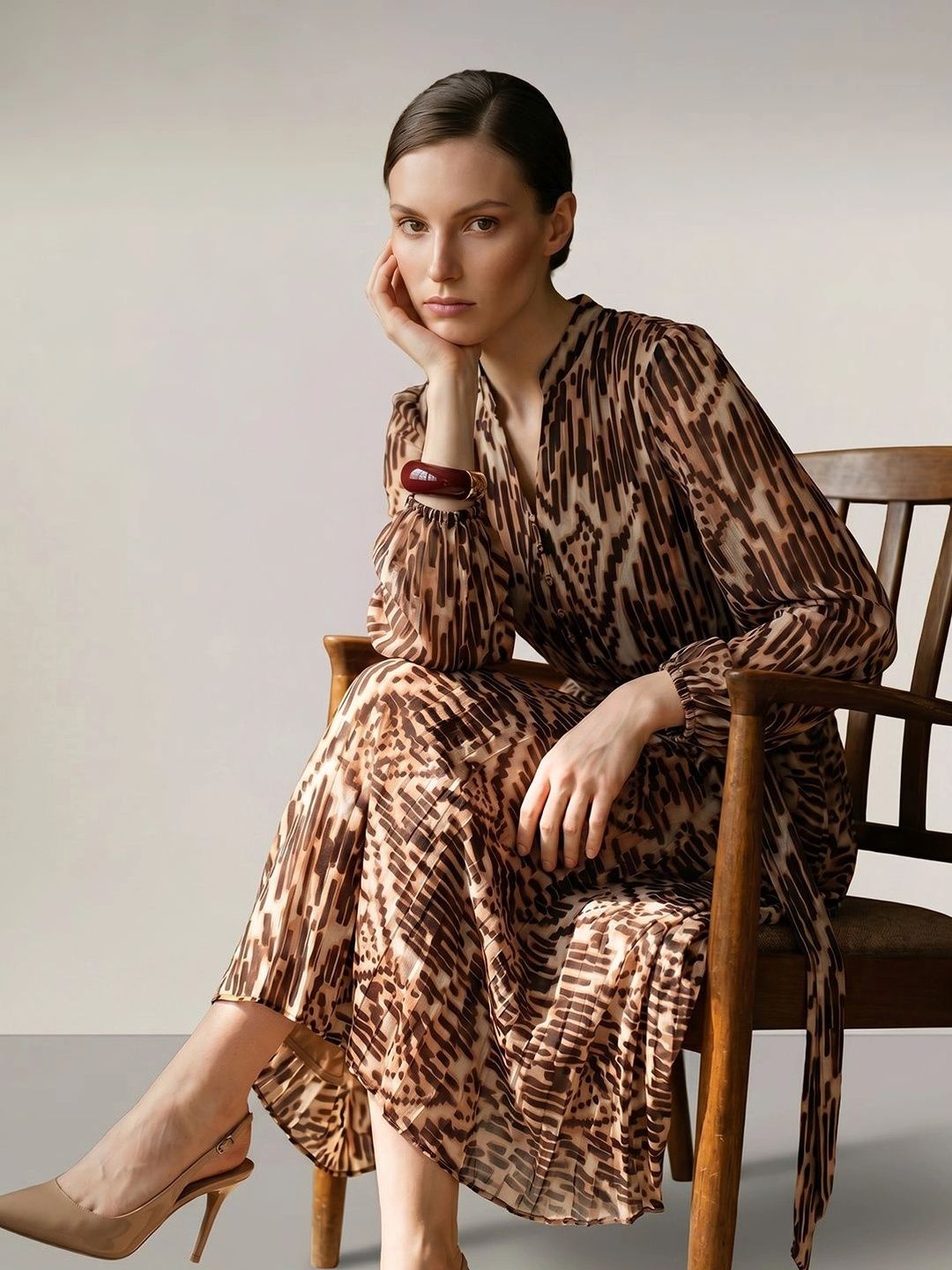 Vero Moda Animal Print Formal A-Line Midi Dress-picture-23
