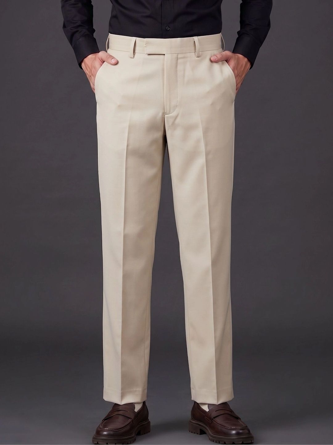 AXNIS Men Smart Straight Fit Easy Wash Trousers-picture-26