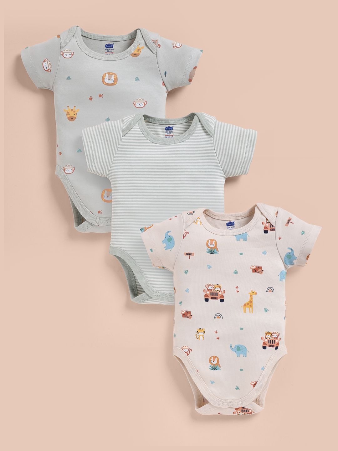 simply Kids Pack of 3 Printed Rompers-picture-49