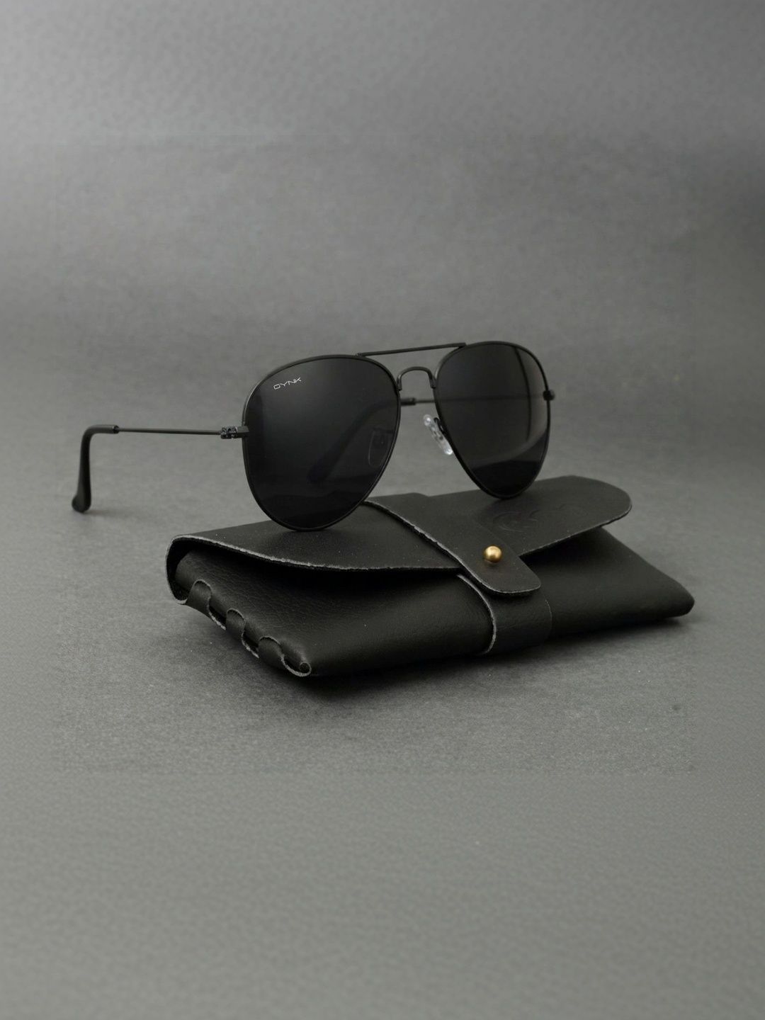 GYNK Unisex Black Lens & Black Aviator Sunglasses with-image-44
