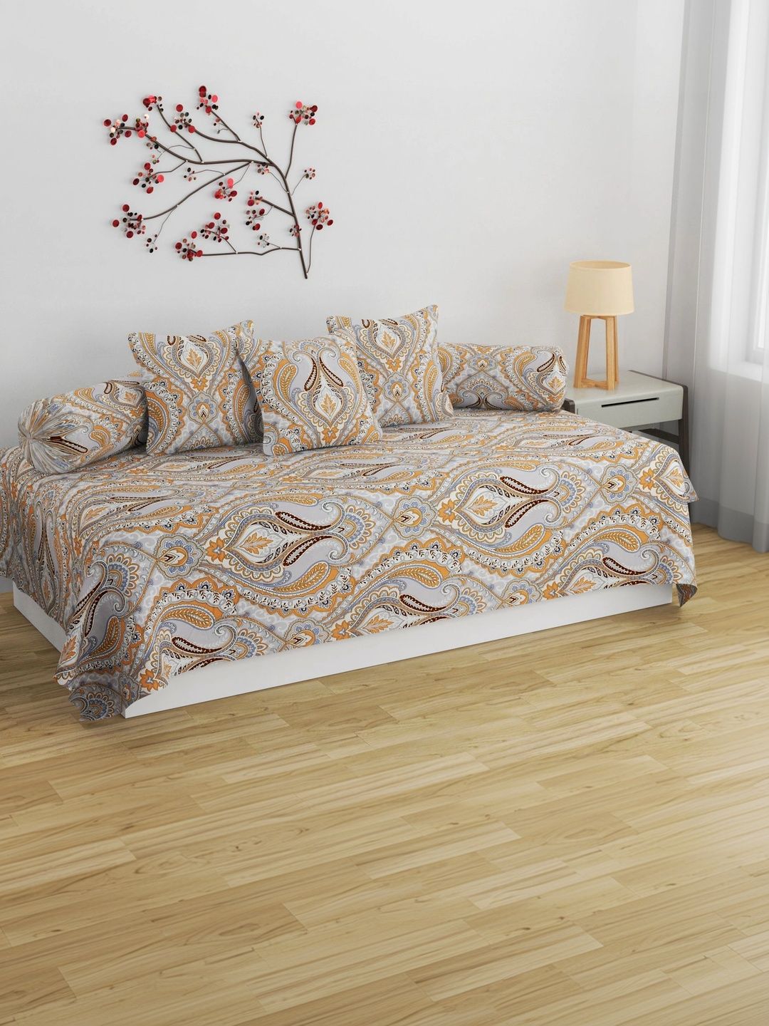 HIDECOR 6-Pcs Pink & Blue Printed Microfiber Bedsheet with Bolster & Cushion Covers-picture-18