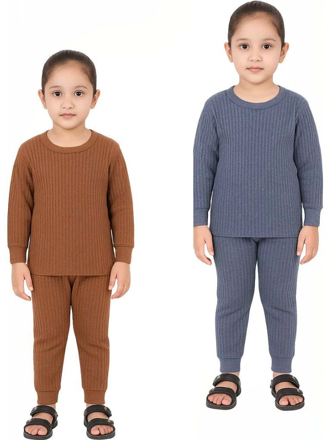 CHICLIFT Kids Pack Of 2 Cotton Round Neck Thermal Set-image-5