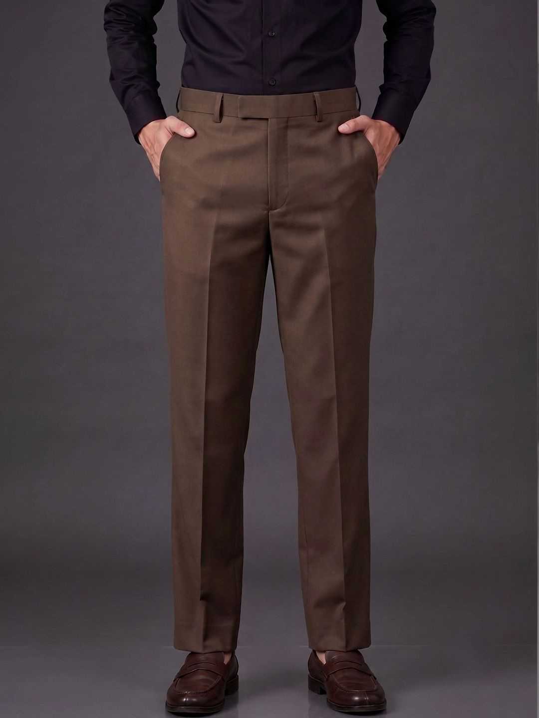 AXNIS Men Smart Straight Fit Trousers-image-18