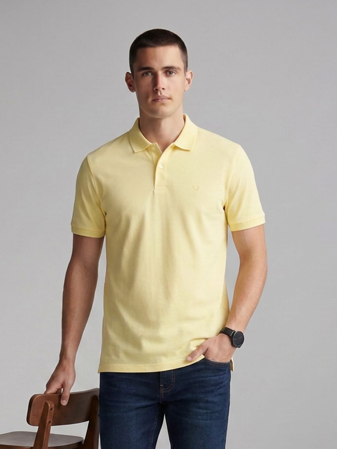 Allen Solly Polo Collar Pure Cotton Slim Fit T-shirt-picture-35
