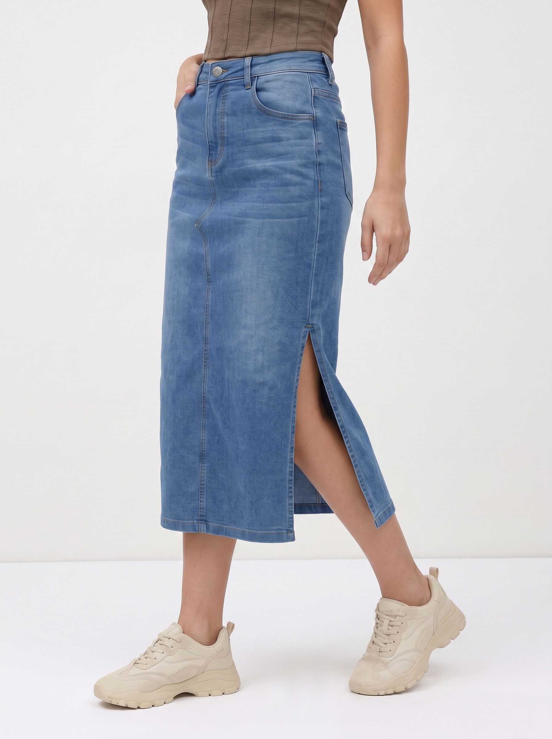 The Roadster Life Co. Women Midi Straight Skirt-picture-36